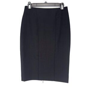 SANDRA ANGELOZZI Pencil Designer Double Back Zip Contemporary Black Skirt sz 32